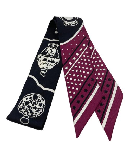HERMES（エルメス）HERMES (エルメス) Les Flacons Bandana/ツイリー シルクスカーフ ブラック・ボルドーの古着・服飾アイテム
