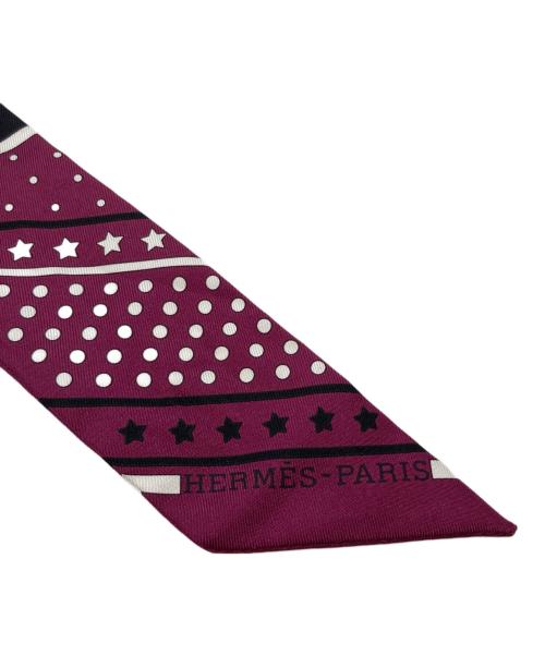 HERMES（エルメス）HERMES (エルメス) Les Flacons Bandana/ツイリー シルクスカーフ ブラック・ボルドーの古着・服飾アイテム
