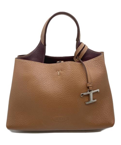 TOD'S（トッズ）TOD'S (トッズ) Tタイムレス マイクロ /ハンドバック ブラウンの古着・服飾アイテム