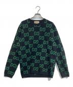 GUCCIグッチ）の古着「GG柄ウールジャガードセーター」｜ネイビー×ホワイト