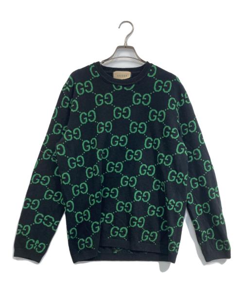 GUCCI（グッチ）GUCCI (グッチ) GG柄ウールジャガードセーター ネイビー×ホワイト サイズ:Xlの古着・服飾アイテム