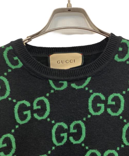 GUCCI（グッチ）GUCCI (グッチ) GG柄ウールジャガードセーター ネイビー×ホワイト サイズ:Xlの古着・服飾アイテム