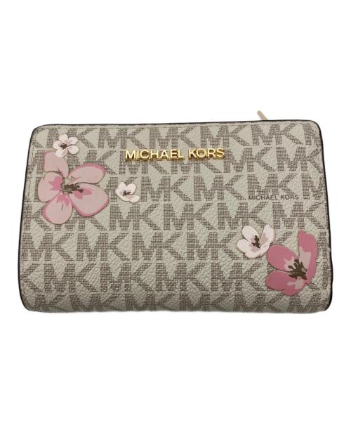MICHAEL KORS（マイケルコース）MICHAEL KORS (マイケルコース) ビルフォールド MKシグネチャー ウォレット 二つ折り財布 ホワイトの古着・服飾アイテム