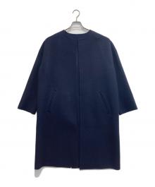 CINOH（チノ）の古着「ウールカシミヤノーカラーコート」｜ネイビー