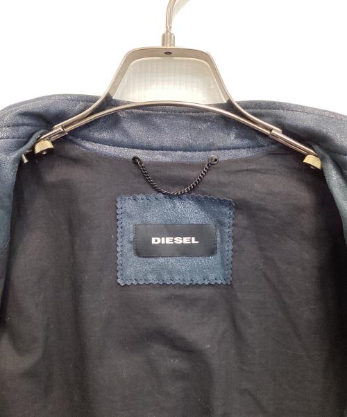 DIESEL（ディーゼル）DIESEL (ディーゼル) ラムレザーシングルライダース ジャケット ブルー サイズ:Sの古着・服飾アイテム