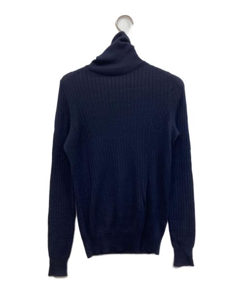 DRAWER（ドゥロワー）DRAWER (ドゥロワー) 18G カシミヤシルクリブタートルニット. ネイビー サイズ:2の古着・服飾アイテム
