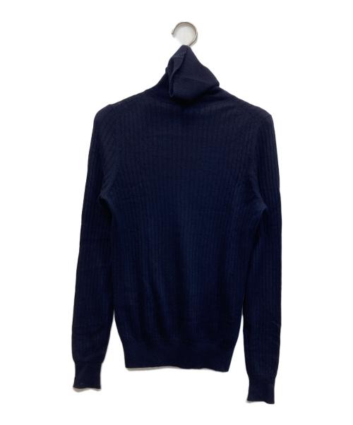 DRAWER（ドゥロワー）DRAWER (ドゥロワー) 18G カシミヤシルクリブタートルニット. ネイビー サイズ:2の古着・服飾アイテム