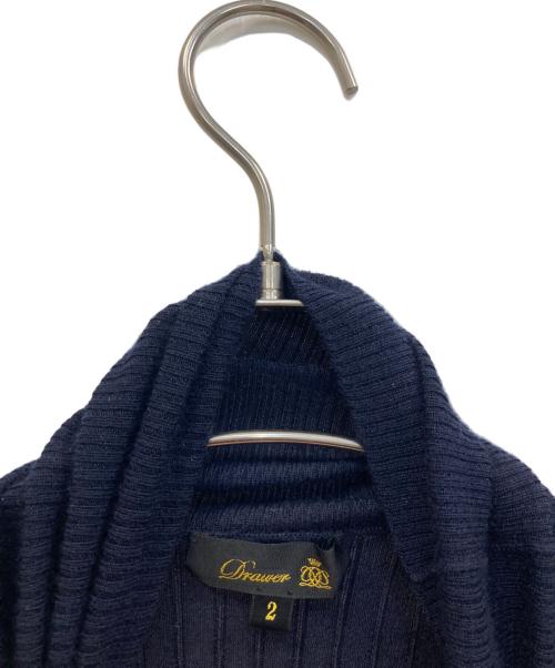 DRAWER（ドゥロワー）DRAWER (ドゥロワー) 18G カシミヤシルクリブタートルニット. ネイビー サイズ:2の古着・服飾アイテム