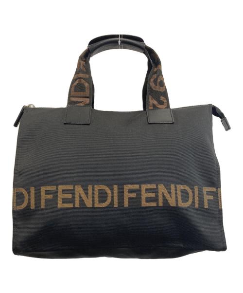 FENDI（フェンディ）FENDI (フェンディ) ロゴライン ハンドバッグ ブラックの古着・服飾アイテム