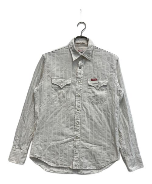 Hysteric Glamour（ヒステリックグラマー）Hysteric Glamour (ヒステリックグラマー) ヒッコリーストライプウエスタンワークシャツ ベージュ サイズ:Lの古着・服飾アイテム