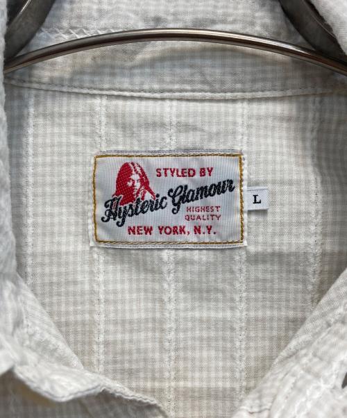 Hysteric Glamour（ヒステリックグラマー）Hysteric Glamour (ヒステリックグラマー) ヒッコリーストライプウエスタンワークシャツ ベージュ サイズ:Lの古着・服飾アイテム