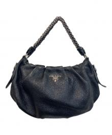 PRADA（プラダ）の古着「CERVO LUX CHAIN ショルダーバッグ / ホーボーバッグ」｜ブラック