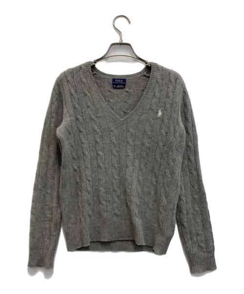 POLO RALPH LAUREN（ポロ・ラルフローレン）POLO RALPH LAUREN (ポロ・ラルフローレン) カシミヤウールケーブルニット グレー サイズ:XSの古着・服飾アイテム