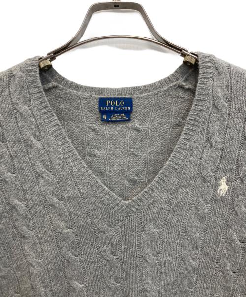 POLO RALPH LAUREN（ポロ・ラルフローレン）POLO RALPH LAUREN (ポロ・ラルフローレン) カシミヤウールケーブルニット グレー サイズ:XSの古着・服飾アイテム
