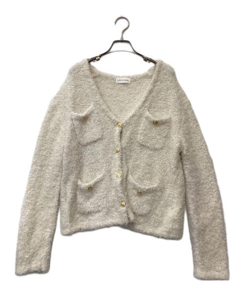 La boutique BonBon（ラブティックボンボン）La boutique BonBon (ラブティックボンボン) ショウセンツイードVネックカーディガン アイボリー サイズ:FREEの古着・服飾アイテム