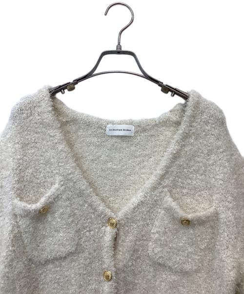 La boutique BonBon（ラブティックボンボン）La boutique BonBon (ラブティックボンボン) ショウセンツイードVネックカーディガン アイボリー サイズ:FREEの古着・服飾アイテム