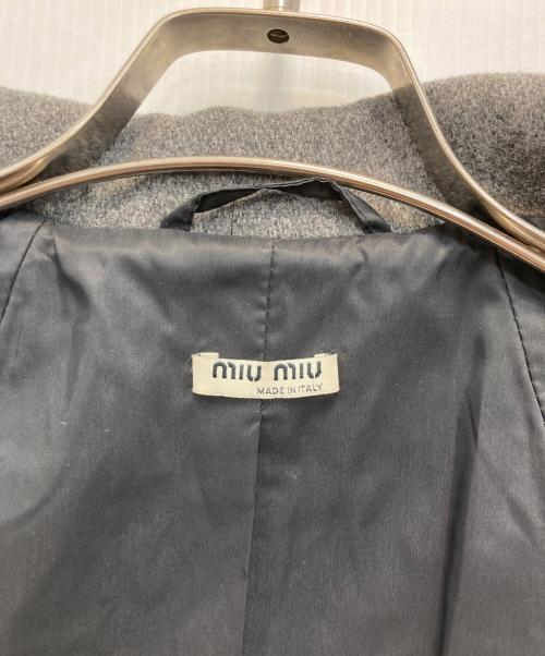 MIU MIU（ミュウミュウ）miu miu (ミュウミュウ) ニット切替ウールPコート グレー×ブラック サイズ:40の古着・服飾アイテム