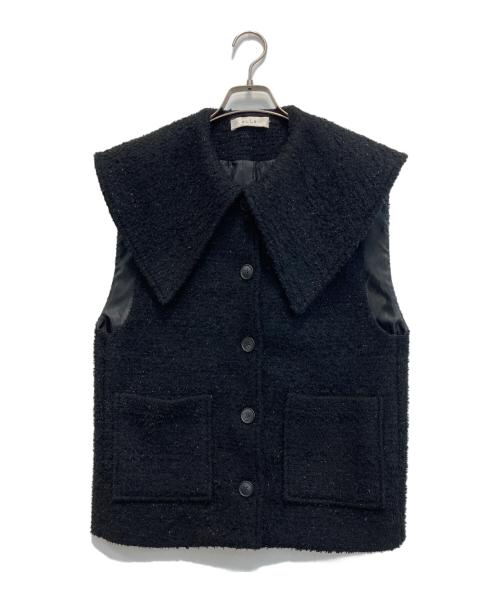 ELLA（エラ）ELLA (エラ) big collar tweed gilet/ビッグカラーツイードジレ ブラック サイズ:無しの古着・服飾アイテム