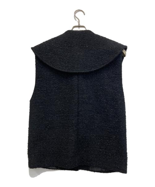 ELLA（エラ）ELLA (エラ) big collar tweed gilet/ビッグカラーツイードジレ ブラック サイズ:無しの古着・服飾アイテム