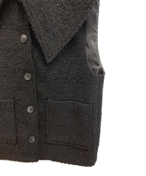 ELLA（エラ）ELLA (エラ) big collar tweed gilet/ビッグカラーツイードジレ ブラック サイズ:無しの古着・服飾アイテム