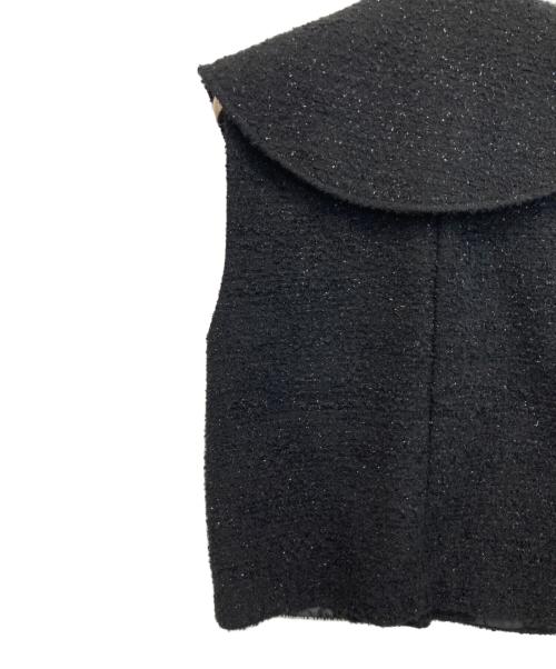 ELLA（エラ）ELLA (エラ) big collar tweed gilet/ビッグカラーツイードジレ ブラック サイズ:無しの古着・服飾アイテム
