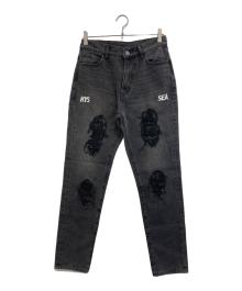 WIND AND SEA×Hysteric Glamour（ウィンダンシー×ヒステリックグラマー）の古着「ダメージ加工デニムパンツ」｜ブラック