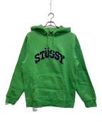 stussyステューシー）の古着「Chenille Arch Applique(stussy Pullover Hoodie / アーチロゴパーカー」｜グリーン