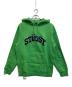 stussy（ステューシー）の古着「Chenille Arch Applique(stussy Pullover Hoodie / アーチロゴパーカー」｜グリーン