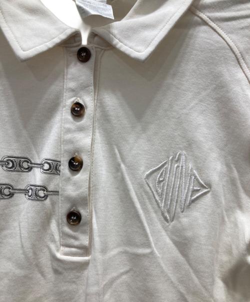 CELINE（セリーヌ）CELINE (セリーヌ) チェーン柄＆ロゴ刺繍 ポロシャツ アイボリー サイズ:Mの古着・服飾アイテム