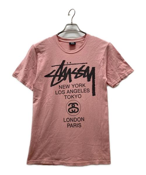 stussy（ステューシー）stussy (ステューシー) ロゴTシャツ ピンク サイズ:Sの古着・服飾アイテム