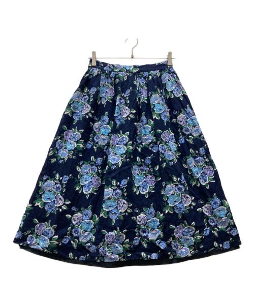 BLUE LABEL CRESTBRIDGE（ブルーレーベルクレストブリッジ）BLUE LABEL CRESTBRIDGE (ブルーレーベルクレストブリッジ) 花柄スカート ネイビー サイズ:Mの古着・服飾アイテム