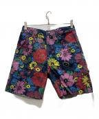 Needlesニードルズ）の古着「フラワープリント デニムショーツ」｜インディゴ×ピンク