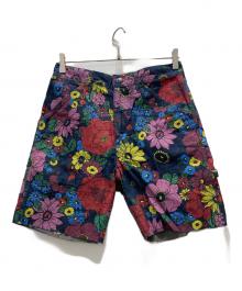 Needles（ニードルズ）の古着「フラワープリント デニムショーツ」｜インディゴ×ピンク