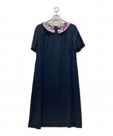MARINA RINALDI（マリナリナルディ）の古着「半袖ワンピース」｜ネイビー