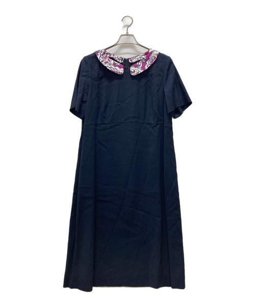 MARINA RINALDI（マリナリナルディ）MARINA RINALDI (マリナリナルディ) 半袖ワンピース ネイビー サイズ:表記サイズ無しの古着・服飾アイテム