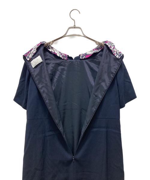 MARINA RINALDI（マリナリナルディ）MARINA RINALDI (マリナリナルディ) 半袖ワンピース ネイビー サイズ:表記サイズ無しの古着・服飾アイテム