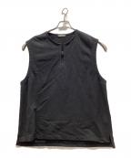 CONFECTIONコンフェクション）の古着「リネン混ハーフジップベスト」｜ブラック