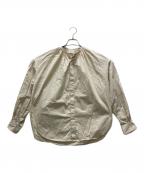 LE GLAZIKル グラジック）の古着「バンドカラー ギャザーシャツ」｜ベージュ