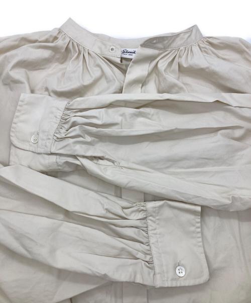 LE GLAZIK（ル グラジック）LE GLAZIK (ル グラジック) バンドカラー ギャザーシャツ ベージュ サイズ:36の古着・服飾アイテム