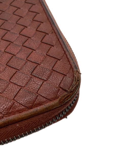 BOTTEGA VENETA（ボッテガベネタ）BOTTEGA VENETA (ボッテガベネタ) イントレチャートラウンド長財布 ブラウンの古着・服飾アイテム