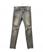 mnmlミニマル）の古着「ダメージデニムパンツ」｜ブラック