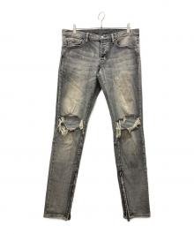 mnml（ミニマル）の古着「ダメージデニムパンツ」｜ブラック