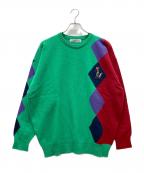 Burberry'sバーバリー）の古着「アーガイルニット」｜黄緑