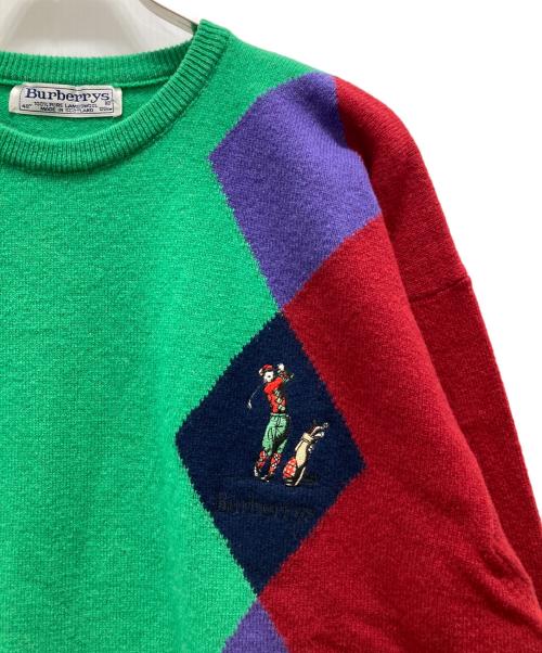 Burberry's（バーバリー）Burberry's (バーバリーズ) アーガイルニット 黄緑 サイズ:Lの古着・服飾アイテム