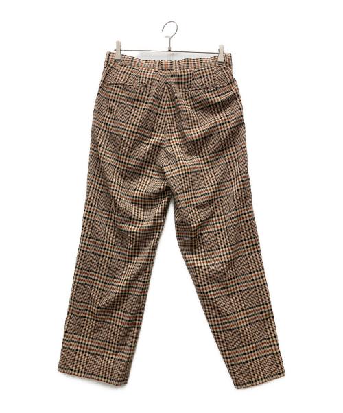 BEAMS（ビームス）BEAMS (ビームス) チェックワイドテーパードスラックス ブラウン サイズ:Mの古着・服飾アイテム