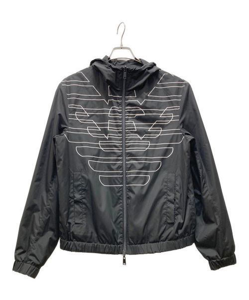 EMPORIO ARMANI（エンポリオアルマーニ）EMPORIO ARMANI (エンポリオアルマーニ) ロゴプリントリバーシブルジャケット ブラック サイズ:50の古着・服飾アイテム
