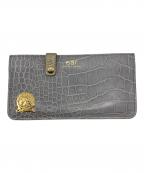 A.D.M.J.×EARエーディーエムジェイ×イア）の古着「クロコ型押しレザー フラット財布」｜グレー