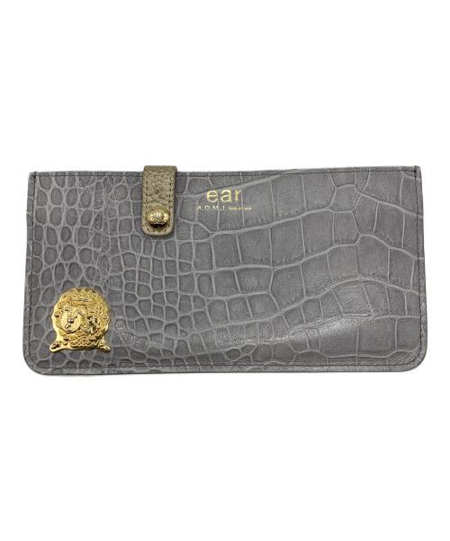 A.D.M.J.（エーディーエムジェイ）A.D.M.J. (エーディーエムジェイ) EAR (イア) クロコ型押しレザー フラット財布 グレーの古着・服飾アイテム