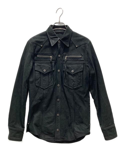 5351 pour les hommes（5351プールオム）5351 pour les hommes (5351プールオム) カウレザーウエスタンシャツジャケット ブラック サイズ:1の古着・服飾アイテム
