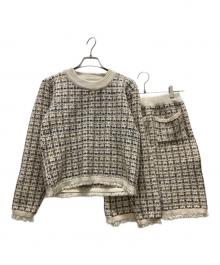 Bibiy.（ビビィ）の古着「ツイードスウェードセットアップ」｜アイボリー